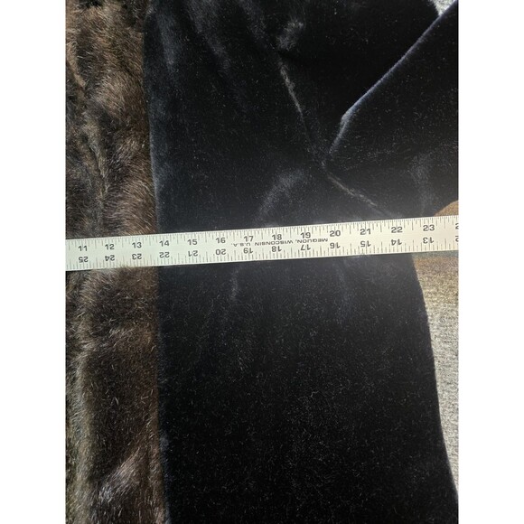 Coat Womens Luxury Black Fur Velvet Mink Horn Buttons Wheeling Size Large Vtg - Picture 8 of 9
